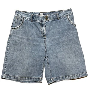 Bermudas para mujer Croft & Barrow tiro medio talla 16 azul lavado medio denim elástico - Imagen 1 de 7