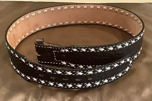 Cintura Tony Lama taglia 32 cowboy western bordo bianco made in USA senza fibbia (158ia) - Foto 1 di 7