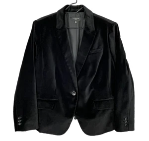 Talbots Blazer 16 Petite Black Velvet Jacket Quiet Luxury Elegant Academia NWOT - Picture 1 of 11