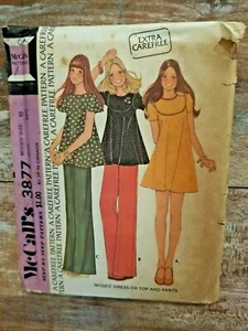 McCall's Sewing Pattern 3877 VTG 70' Misses Dress Top Pants Boho Hippie 10 UC - Picture 1 of 2
