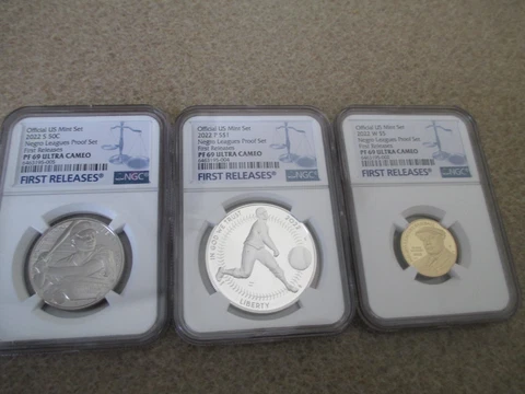 2022 Negro Leagues 3 Coin Proof Set First Releases NGC PF69 Ultra Cameo Cover