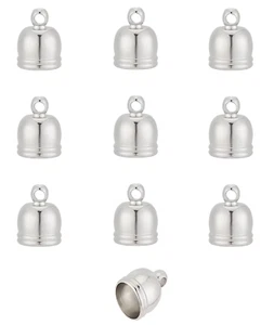 10 pcs Silver Cord Ends Tassel Caps Clasps Leather End Cap Finding 10x8mm UK - Picture 1 of 4