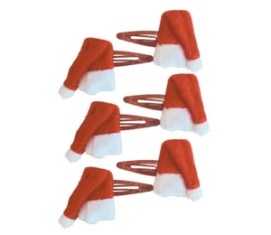6 Weihnachten Nikolaus Mütze Motiv Glitzer bedeckt Haar Bieger Sleepies Clips Slides - Bild 1 von 2