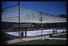 Orig 1950's SLIDE Scene on Canopy Covered Ice Rink at Sun Valley Resort Idaho ID