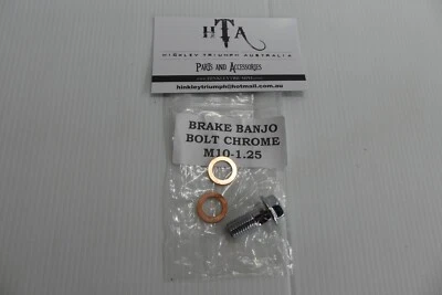 CHROME BRAKE BANJO BOLT SINGLE  , M10-1.25 - Image 1 of 4