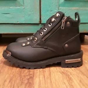 NWT Milwaukee Leather Womens Moto Boot With Zipper Black and Silver Trim. SZ. 7 - Picture 1 of 10