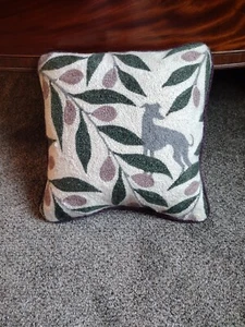 Botanical Pattern Handmade Pillow With Grayhound Silhouette And Soft Plum Fabric - Picture 1 of 10