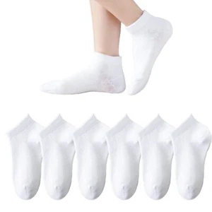 Boys/Girls Low Cut Cotton Socks Kids Seamless School Socks 6 Packs White - Picture 1 of 7