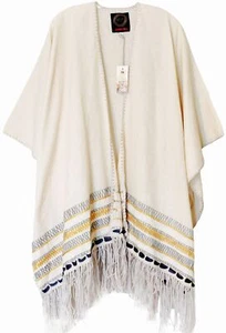 Johnny Was BIYA NWT Embroidered Fringe ARO PONCHO Shawl MSRP $310 O/S BOHO - Imagen 1 de 8
