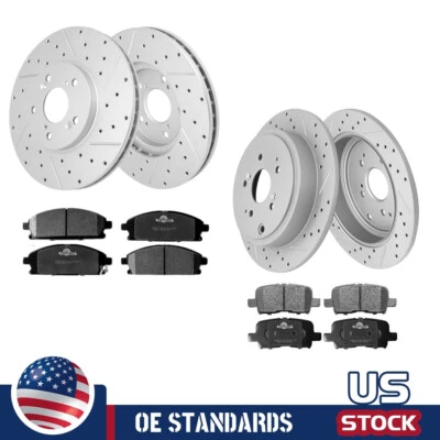 Керамические тормозные колодки передние задние сверленные дисковые роторы для Acura MDX 3,5 л 2003 - 2006 годов выпуска - Изображение 1 из 4