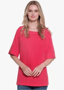 Ali Miles Women's XS Woven Pull on Tunic with Button Details Three Quarters Slee - Picture 1 of 9
