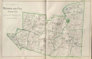 Antique Map of Windham County South Hurd 1893 - Picture 1 of 1