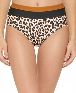 DKNY Women's Colorblocked High Waist Bikini Bottoms Swimsuit Brown Size Large - Picture 1 of 5