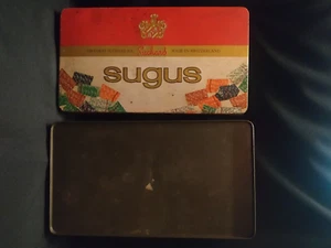 VINTAGE ADVERTISING TIN LITHO TOFFEE CHOCOLATE BOX SOGUS SUCHARD SWITZERLAND - Picture 1 of 8