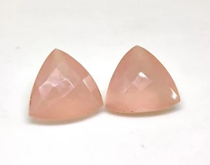 AAA Pink Chalcedony Trillion Checker Cut 15 MM Loose Gemstone Jewelry Making - Picture 1 of 7