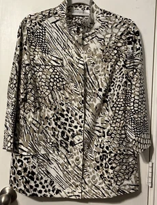 Giacca Kenly Neema Chico's Zenergy stampa animalier manica 3/4 taglia 1 (8/10) nuova con etichette - Foto 1 di 20