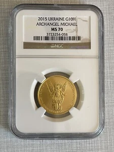 Ukraine 2015 Archangel Michael 1/2 oz 10 Hryven Gold Coin NGC MS70 Sku# 4403 - Picture 1 of 2