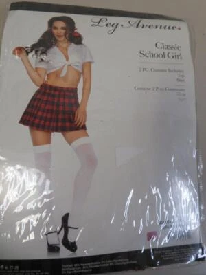Leg Avenue Classic School Girl Halloween Costume Skirt Top Size M/L - Image 1 of 2