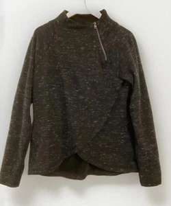 90 DEGREE By Reflex Womens Fleece Zip Side Mock Neck Sz L Thumb Sleeves Trendy - Picture 1 of 10