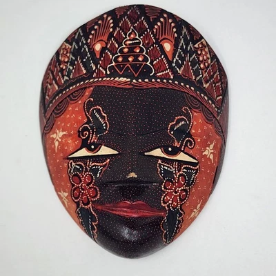 Máscara de arte de pared batik de madera decorativa colgante Bali adorno de viaje pájaro Tailandia Foto 1 de 4