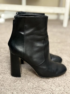 Botín French Connection Capella Mujer Talla 8.5 Cuero Bloque Tacón Alto Zapato Foto 1 de 4