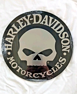 Harley-Davidson Embossed Willie G Skull Tin Sign 12" Round Licensed H-D New - Picture 1 of 4