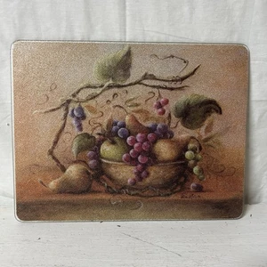 "Vineyard Blessings” Tempered Glass Cutting Board, Artist Lisa White 11.5”x15” - Picture 1 of 2
