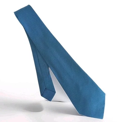 1960s His Majesty 3" MOD Skinny Tie 100% Rayon Mens Necktie Blue Black Woven Vtg - Image 1 of 4