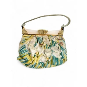 Bolso de Mano Minaudier Vintage Judith Leiber Seda y Cristal de Swarovski Floral - Imagen 1 de 12