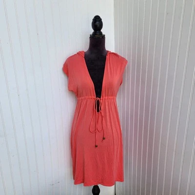 Vestido Nicole Miller Coral Rosa Cuello en V Natación Cubrir Con Capucha Para Mujer Talla M Foto 1 de 4