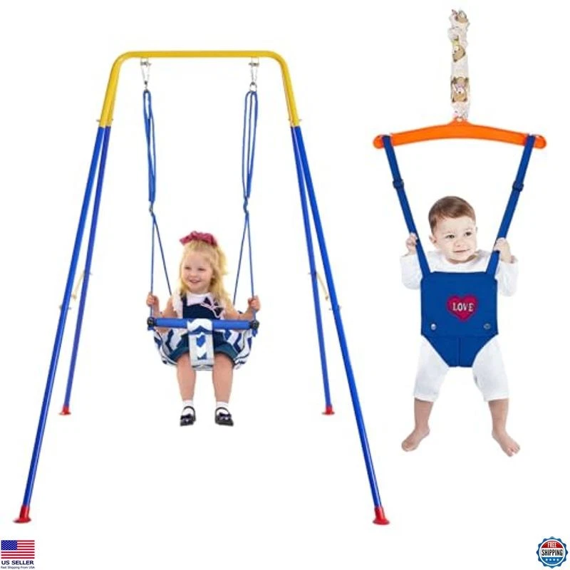 Juego de columpio y saltador 4 en 1 para niños pequeños - ¡Gorila para bebé de 61" con asiento de seguridad para divertirse! Foto 1 de 4
