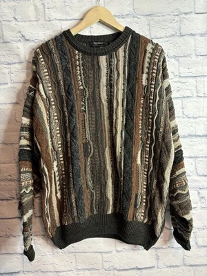 Vtg Lorenzo Textured Sweater Men’s Large 3D Knit Multicolor Cosby Biggie Hip Hop - Image 1 of 4