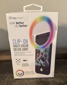 NEW IN BOX Clip-On Multi-Color Selfie Ring Light 24 LED 18 Colors Rechargable - Picture 1 of 4