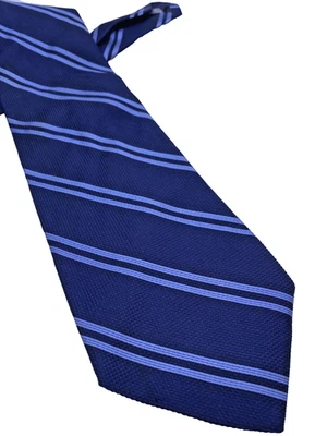 Corbata de Seda Lands End Azul Diagonal Repp Rayas Náutica Costera Preppy Boda Foto 1 de 4