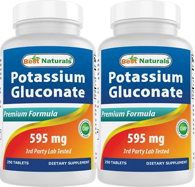 2 Pack Best Naturals Potassium Gluconate 595 mg 250 Tablets  - Image 1 of 4