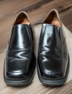 Men’s Borelli Black Slip On Loafers Size 11 Leather Dress Casual Work - Image 1 of 4