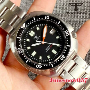 44MM 20ATM Tandorio Auto NH35A PT5000 Sapphire Glass Black Dial Lume Men Watch - Picture 1 of 10