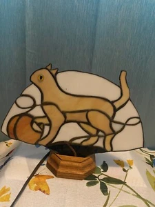 Stained Glass Cat Night Light Table Desk Lamp Beautiful handmade 8.25 x 12” - Picture 1 of 3