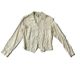 Vintage Spencer Jeremy Women Beige Floral Long Sleeve Blouse size P - Picture 1 of 7