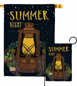 Summer Night Lantern Garden Flag Fun In The Sun Decorative Yard House Banner - Picture 1 of 17