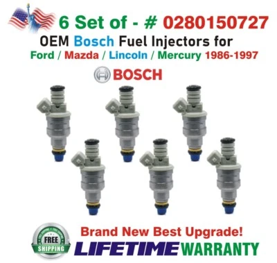 x6 OEM Bosch новый лучший модернизации топливные форсунки для 1986-1997 Mercury/Ford/Lincoln - Изображение 1 из 4