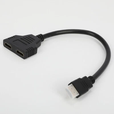 Stecker Y 2x HDMI auf Splitter Buchse Adapter Verteiler 1x 1 Kabel HDMI in 2 Out - Bild 1 von 4