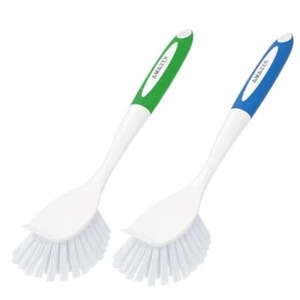 Dish Brush with Handle, 2 Pack Kitchen Scrub Brushes for Cleaning, Blue+green - Picture 1 of 7