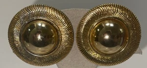 Orecchini Vintage Tono Oro Tondo Clip On Gioielli TEH19-44 - Foto 1 di 7