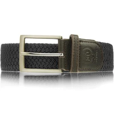 Elastischer Stoffgürtel Stretchgürtel Grau Gürtel mit echten Premium Leder  - Bild 1 von 4