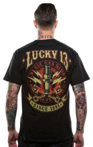 Lucky 13 T-Shirt Amped Black - Picture 1 of 3