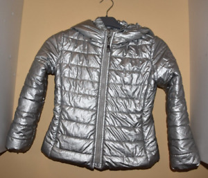 Monnalisa Girls Fringed Puffer Jacket Age 7/8  Silver RRP £120