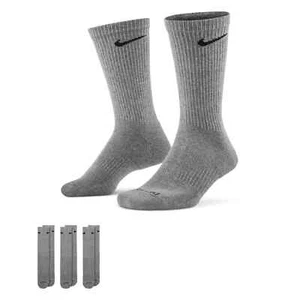 Nike Everyday Plus Cushion Crew 3 Pack Socks Gray Size L (8-12) SX6888 064 NEW - Picture 1 of 7