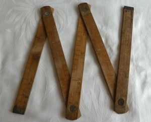 Antikes Werkzeug Zollstock Metermaß Gliedermaßstab Holz Metre 1 Meter um 1900 - Picture 1 of 10