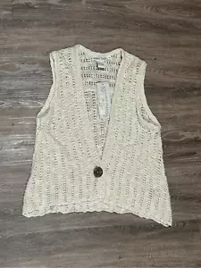 Nomadic Traders boho hippie crochet sweater vest shrug M tan new - Picture 1 of 8